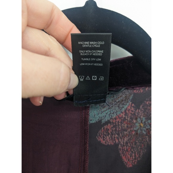 Ali Miles Velvet Burnout Top Womens XL Purple Colorful Sheer Floral Tunic Artsy - Picture 5 of 9